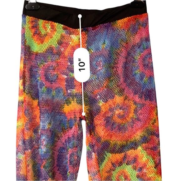 Rainbow Mesh Raver Pants Womens S Tie Dye‎ Hippie EDM Rave Festival Loud Whacky - Picture 8 of 11
